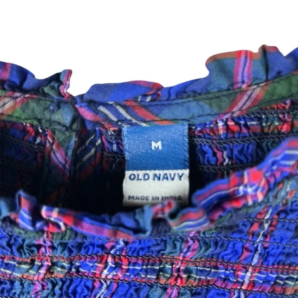 Old Navy Women’s top medium plaid casual office preppy academia - Picture 3 of 5